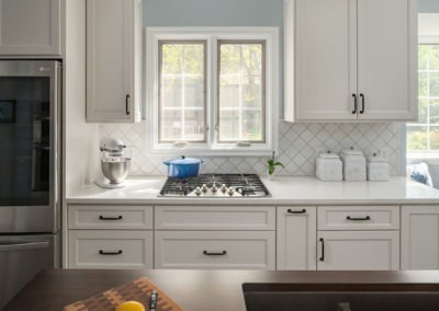 White backsplash kitchen remodel